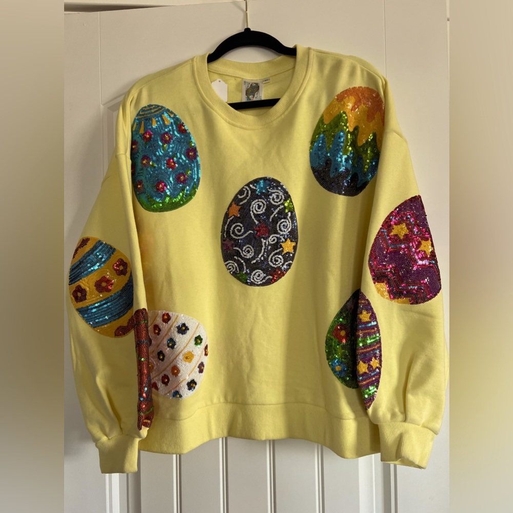 Oueen of Sparkles Easter Egg Sweatshirt NWOT